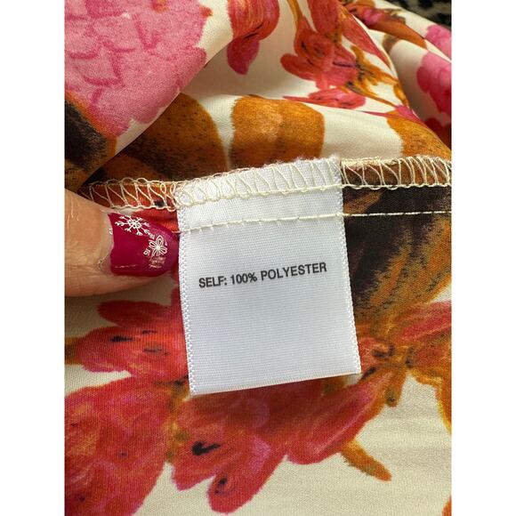 Rose & Olive Womens All Over Floral Puff Sleeve Tunic Blouse Size Large - Picture 10 of 10